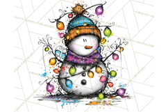 Whimsical Rainbow Snowmen PNG Clipart, Colorful Christmas Product Image 5