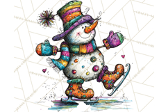 Whimsical Rainbow Snowmen PNG Clipart, Colorful Christmas Product Image 2