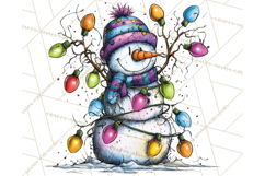Whimsical Rainbow Snowmen PNG Clipart, Colorful Christmas Product Image 3