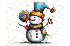 Whimsical Rainbow Snowmen PNG Clipart, Colorful Christmas Product Image 4
