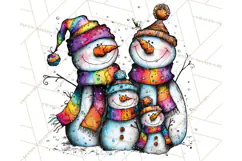 Whimsical Rainbow Snowmen PNG Clipart, Colorful Christmas Product Image 5