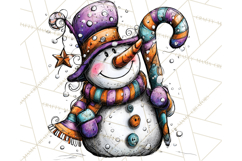 Whimsical Rainbow Snowmen PNG Clipart, Colorful Christmas Product Image 2