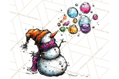 Whimsical Rainbow Snowmen PNG Clipart, Colorful Christmas Product Image 4