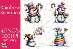 Whimsical Rainbow Snowmen PNG Clipart, Colorful Christmas Product Image 1
