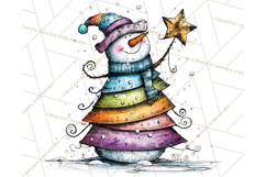Whimsical Rainbow Snowmen PNG Clipart, Colorful Christmas Product Image 5