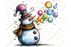 Whimsical Rainbow Snowmen PNG Clipart, Colorful Christmas Product Image 3
