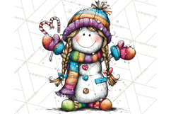 Whimsical Rainbow Snowmen PNG Clipart, Colorful Christmas Product Image 5