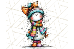 Whimsical Rainbow Snowmen PNG Clipart, Colorful Christmas Product Image 3