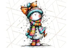 Whimsical Rainbow Snowmen PNG Clipart, Colorful Christmas Product Image 3