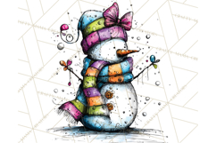 Whimsical Rainbow Snowmen PNG Clipart, Colorful Christmas Product Image 4