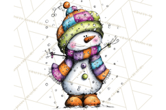 Whimsical Rainbow Snowmen PNG Clipart, Colorful Christmas Product Image 2