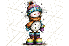 Whimsical Rainbow Snowmen PNG Clipart, Colorful Christmas Product Image 3