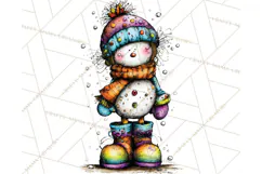 Whimsical Rainbow Snowmen PNG Clipart, Colorful Christmas Product Image 3