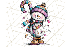 Whimsical Rainbow Snowmen PNG Clipart, Colorful Christmas Product Image 4