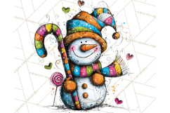 Whimsical Rainbow Snowmen PNG Clipart, Colorful Christmas Product Image 2