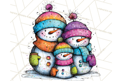 Whimsical Rainbow Snowmen PNG Clipart, Colorful Christmas Product Image 3