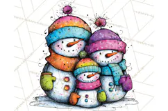 Whimsical Rainbow Snowmen PNG Clipart, Colorful Christmas Product Image 3