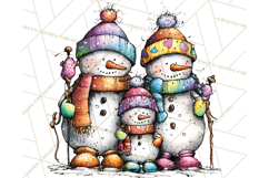 Whimsical Rainbow Snowmen PNG Clipart, Colorful Christmas Product Image 4