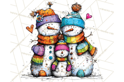 Whimsical Rainbow Snowmen PNG Clipart, Colorful Christmas Product Image 5