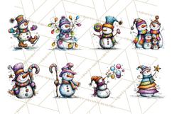 Whimsical Rainbow Snowmen PNG Clipart, Colorful Christmas Product Image 6