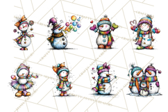 Whimsical Rainbow Snowmen PNG Clipart, Colorful Christmas Product Image 3