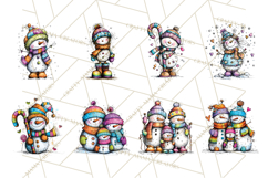 Whimsical Rainbow Snowmen PNG Clipart, Colorful Christmas Product Image 4