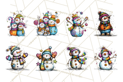 Whimsical Rainbow Snowmen PNG Clipart, Colorful Christmas Product Image 7