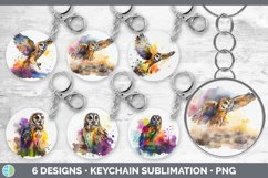 Bundle of six Watercolor Owls Keychain designs.