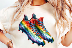 rainbow soccer cleats, colorful football boots, athletic wear design, sports fashion, unique digital art, vibrant sports, paint splash, ink splatter, soccer cleats png, football boots png, sports graphic, soccer sublimation, splash art png, watercolor art