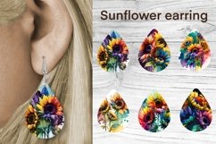 Earring sublimation design, sunflower sublimation, teardrop earring bundle, sunflower earring, earring template png.