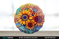 Rainbow Sunflower Wind Spinner Sublimation PNG Design Product Image 1