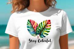 Rainbow Tropical Watercolor Leaves PNG Product Image 4