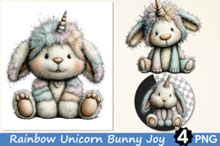 Rainbow Unicorn Bunny Joy Clipart PNG Product Image 1