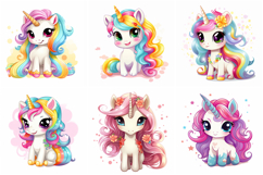 28 Cute Unicorn Illustrations Kawaii Rainbow Sticker Pony Product Image 4