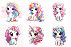 28 Cute Unicorn Illustrations Kawaii Rainbow Sticker Pony Product Image 3
