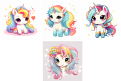 28 Cute Unicorn Illustrations Kawaii Rainbow Sticker Pony Product Image 6
