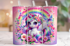 Rainbow Unicorn Tumbler Wrap, Kids Tumbler, Unicorn Tumbler Product Image 1