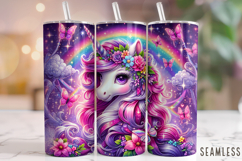 Rainbow Unicorn Tumbler Wrap, Kids Tumbler, Unicorn Tumbler Product Image 1