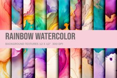 Colorful Rainbow Watercolor Background Digital Paper Set Product Image 1