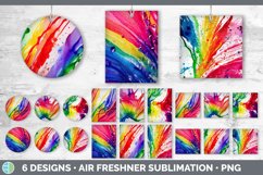Bundle of six Rainbow car air freshener sublimation designs.