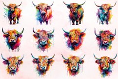 Watercolor Rainbow Watercolor Highland Cow Clipart Bundle Product Image 2