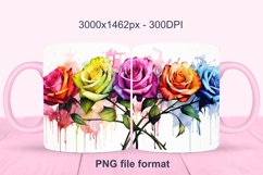 Rainbow Watercolor Roses Mug Sublimation Bundle / Mug Wrap Product Image 2