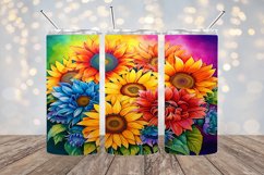 Rainbow Sunflowers- 20oz Sublimation - PNG Design Product Image 1