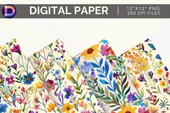 Rainbow Wildflowers Digital Paper Product Image 1