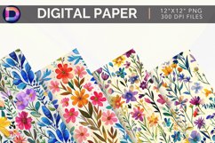 Rainbow Wildflowers Digital Paper Product Image 1