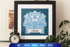 Personalised Rainbow Penguin with Rocket and Moon SVG Design Product Image 1