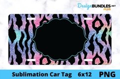 Sublimation Car Tag - Car Tag PNG - Monogrammed Zebra Product Image 1