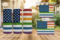USA Flag in Rainbow Color Glitter - 20oz Tumbler Sublimation Product Image 2