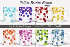 Rainbow confetti mug sublimation | Coffee mug wrap 16 PNG Product Image 1