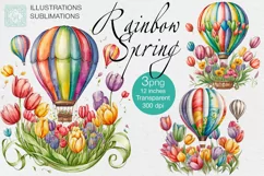 Rainbow Spring 3 PNG watercolor floral clipart Product Image 1